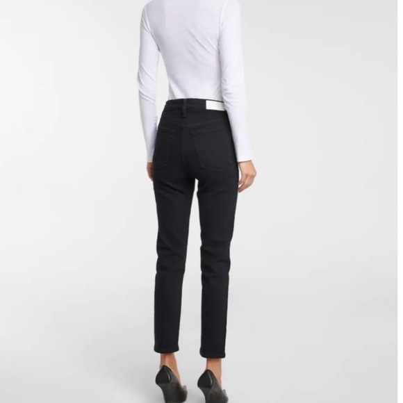 Re/Done Comfort Stretch High Rise Ankle Crop In Black 25 Y2K Grunge Punk - Picture 7 of 15